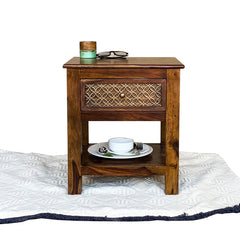 Aruba Solid Wood Bedside Table with Single Drawer