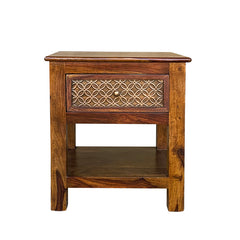 Aruba Solid Wood Bedside Table with Single Drawer