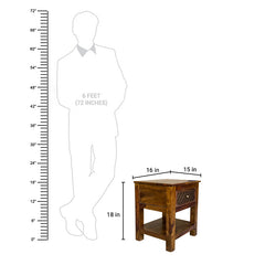 Aruba Solid Wood Bedside Table with Single Drawer