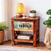 Marieta Solid Wood Bedside Table with Single Drawer