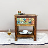 Marieta Solid Wood Bedside Table with Single Drawer