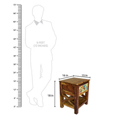 Marieta Solid Wood Bedside Table with Single Drawer