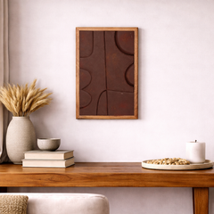 Wooden Wall Art Set of 3 in Vintage Rust Colour