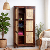 Dravidian Hand Carved Solid Wood 2 Door Wardrobe