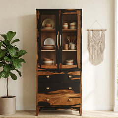Aarambh Sheesham Wood Crockery Unit In Dual Tone Finish
