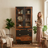 Aarambh Sheesham Wood Crockery Unit In Dual Tone Finish