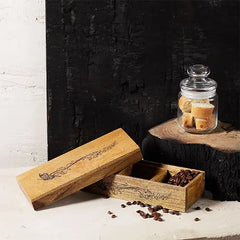 Natural Wooden Box with three compartments