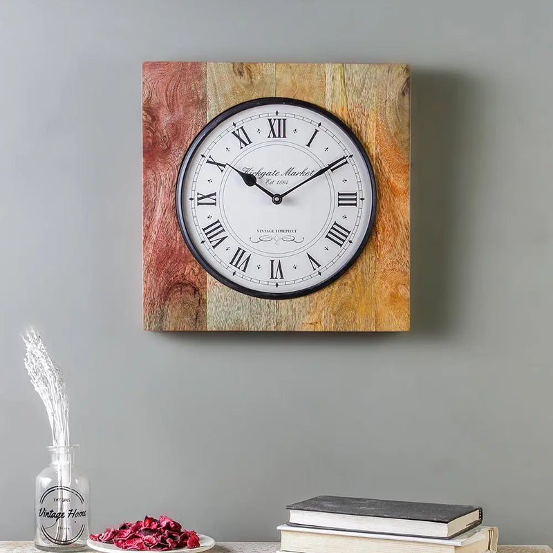 Elmira Rustic Wood 13 Square Wall Clock
