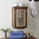 Solid Wood Vintage White Bath Cabinet 1