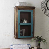 Solid Wood Vintage Blue Bathroom Cabinet 1