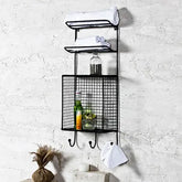 Iron Industrial Black Bath Wall Shelf