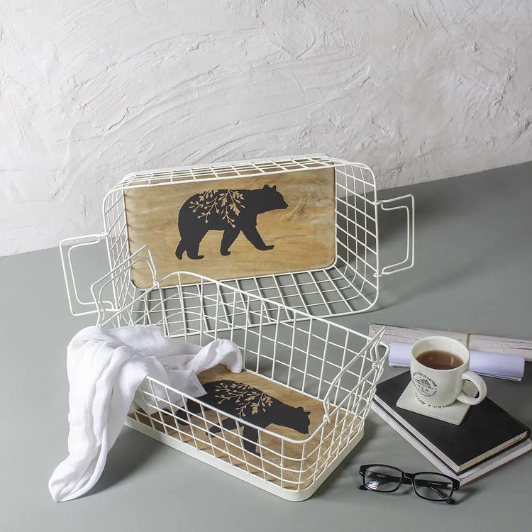 Set of 2 Simba White Baskets