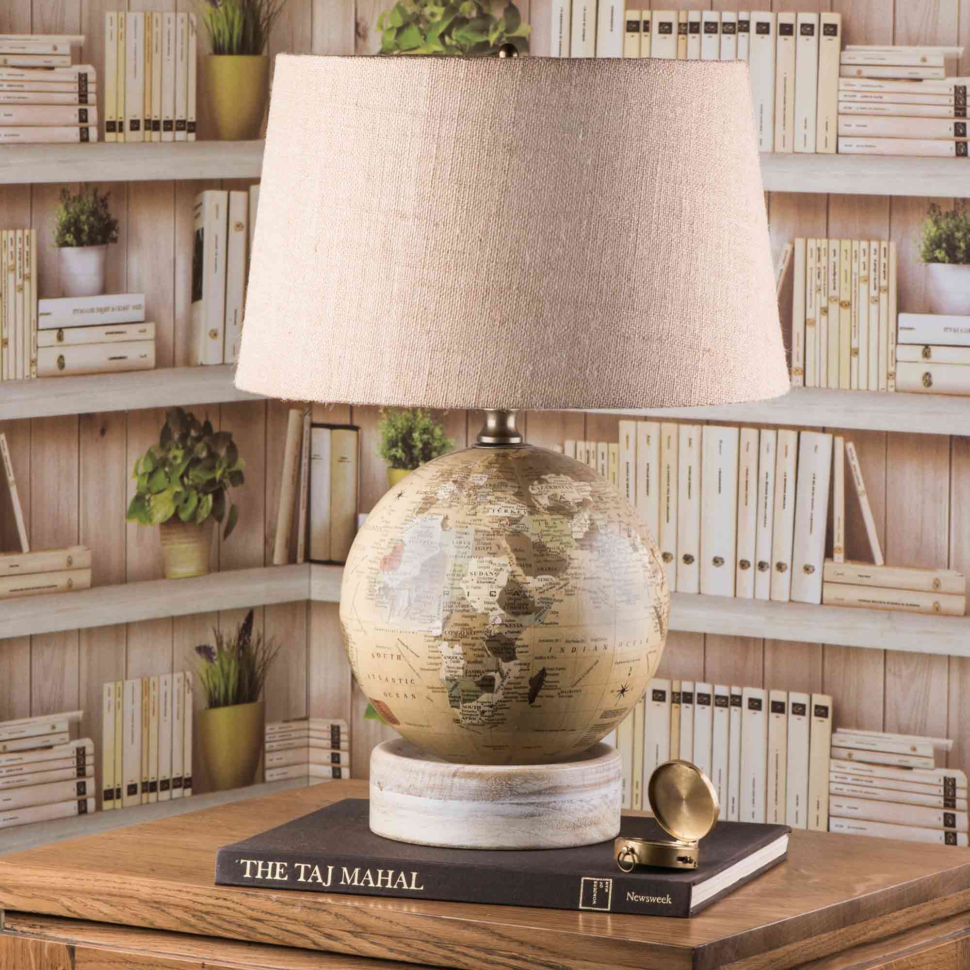 Globe Table Lamp (white wooden base)