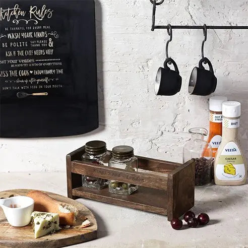 Dark Brown Wooden Spice Holder - Main Image