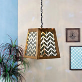 Ester Vintage Glass-Wood Hanging Lamp