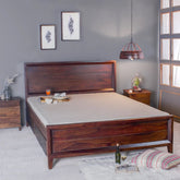 Gaubert Solid Sheesham Wood Bed in Walnut
