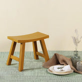 Vintage Yellow Wooden Stool