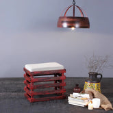 Roxane Solid Wood Stool in Vintage Red Finish