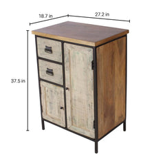Regis Solid Wood and Iron Cabinet in Vintage Finish - Fabuliv