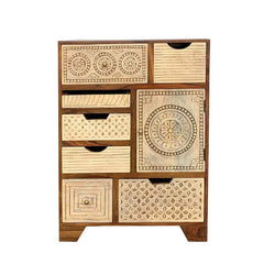 Dravidian Hand Carved Solid Wood Cabinet - Fabuliv