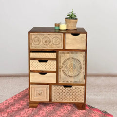 Dravidian Hand Carved Solid Wood Cabinet - Fabuliv