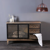 Industrial Solid Wood and Iron Cabinet