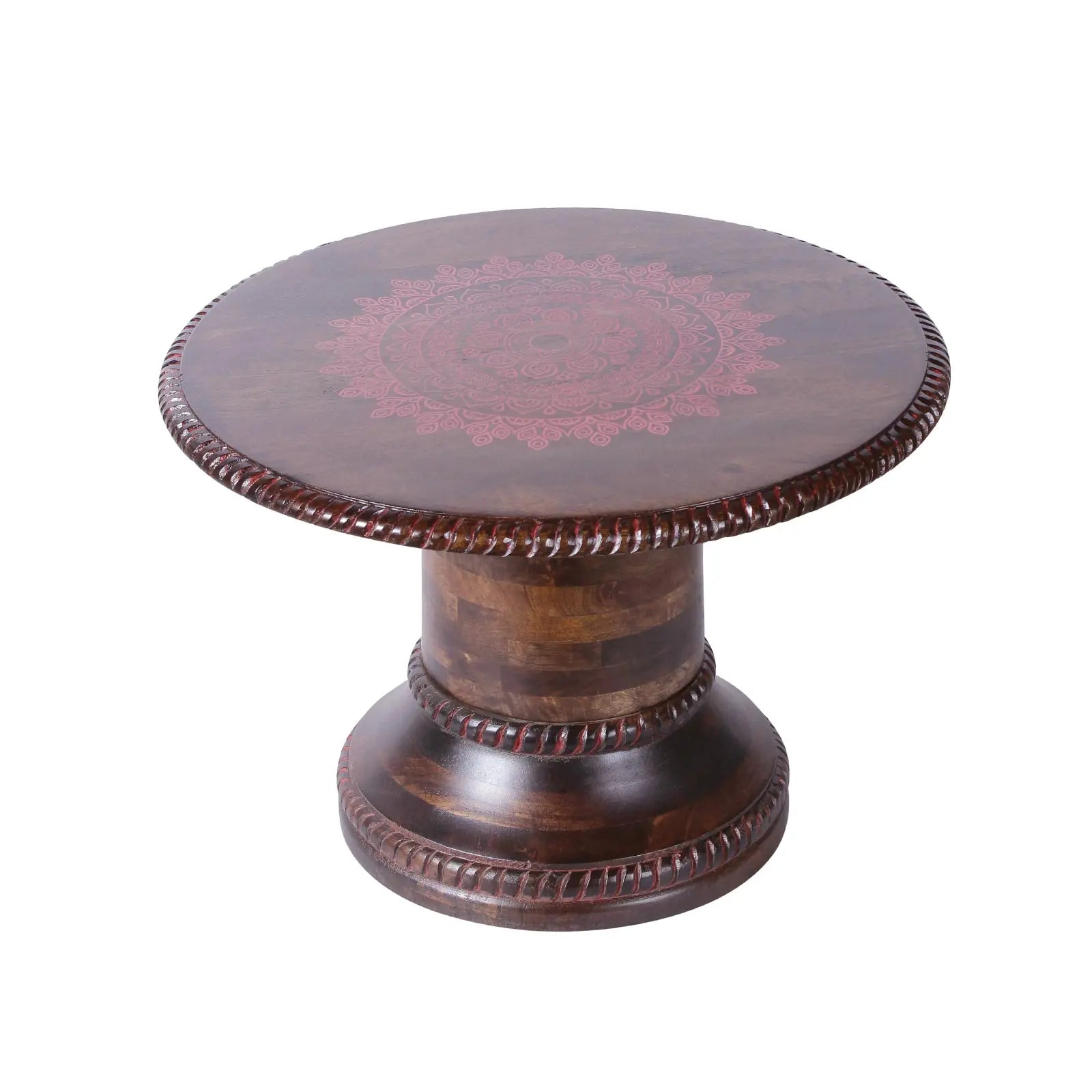 Kolam Solid Wood Hand Painted Round Coffee Table