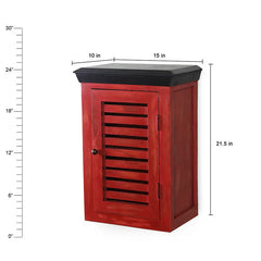 Solid Wood Vintage Red Bath Cabinet - Fabuliv