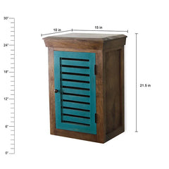 Solid Wood Vintage Blue Bath Cabinet - Fabuliv