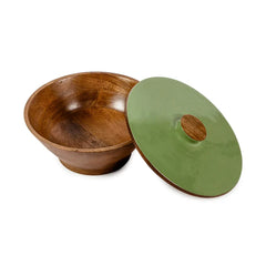 Olive Green Large Wooden Serving Bowl - Fabuliv