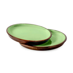 Olive Green Wooden Serving Plates Set Of 2 - Fabuliv