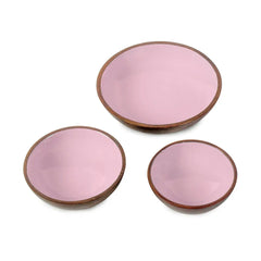 Strawberry Pink Wooden Serving Bowls in 3 Sizes - Fabuliv