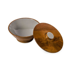 Elephant Grey Flat Lid Wooden Serving Bowl - Fabuliv