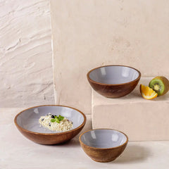 Elephant Grey Wooden Serving Bowls in 3 Sizes - Fabuliv