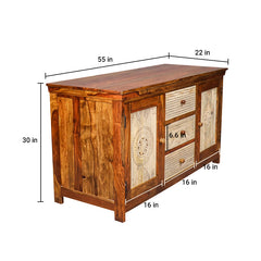 Dravidian Hand Carved Solid Wood Sideboard Cabinet - Fabuliv