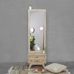 Dravidian Hand Carved Solid Wood Dressing Table - Fabuliv