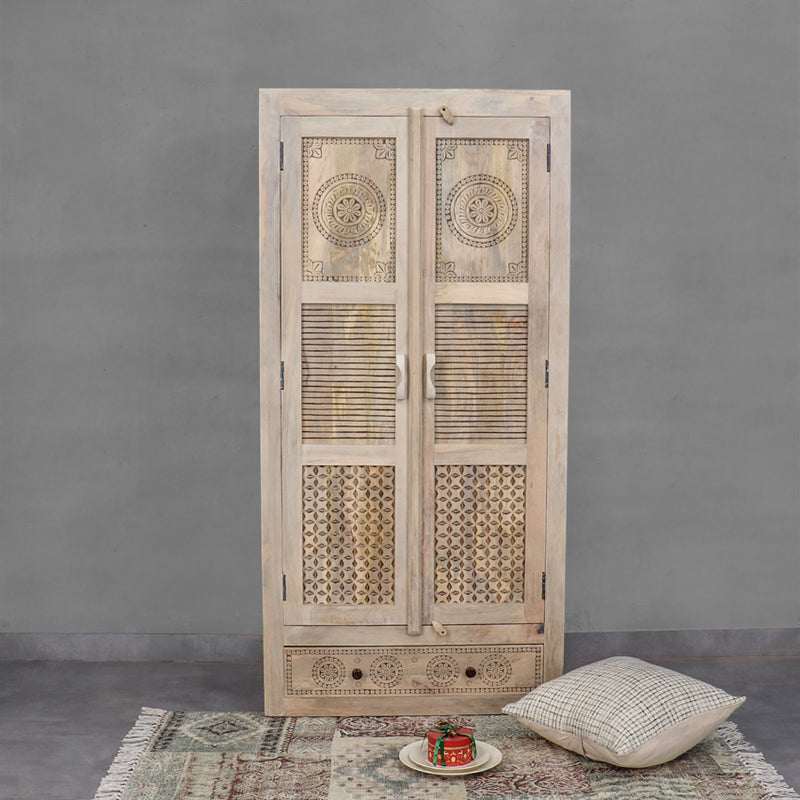 Dravidian Solid Wood Wardrobe - Fabuliv