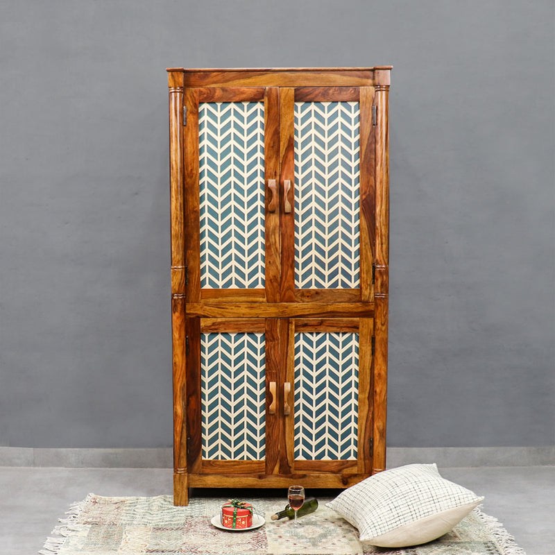 Raison Hand Painted 2 Door Wardrobe - Fabuliv