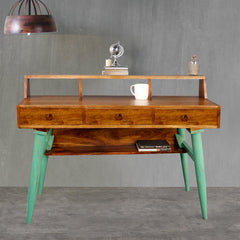 Study Table in Vintage Green with three Drawers