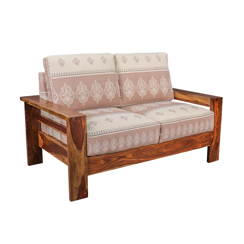 Trissino Solid Wood Three Seater Sofa with Hand Printed Upholstery
