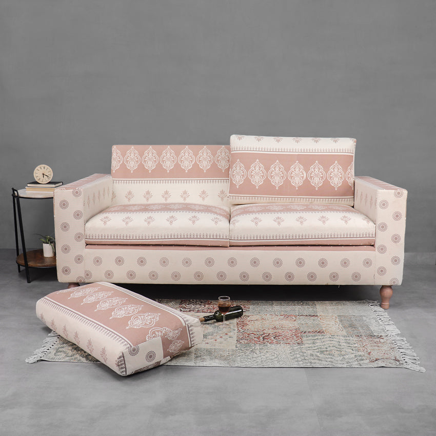 Alfeo Large Two Seater Sofa with Hand Printed Upholstery Fabuliv