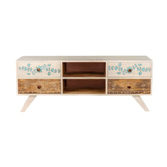 Athens Hand painted Solid Wood TV Unit Table - Fabuliv