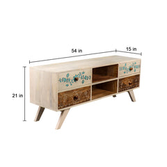 Athens Hand painted Solid Wood TV Unit Table - Fabuliv