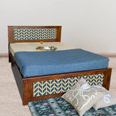 Solid Sheesham Wood Bed with 2 Drawers