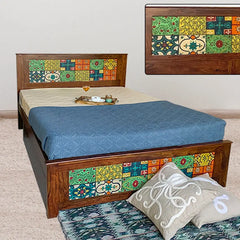 Solid Sheesham Wood Bed with 2 Drawers