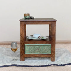 Aster Solid Wood Bedside Table with Single Drawer