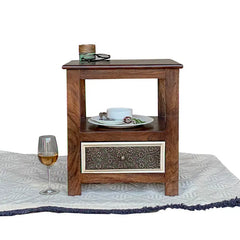 Solid Wood Bedside Table with Single Drawer