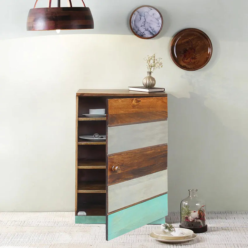 Olive Solid Wood Cabinet with Door - Fabuliv
