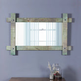 Joana Solid Wood Wall Mirror in Vintage Green
