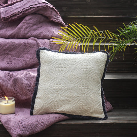 Border Detailed hand woven textured Cushion Cover